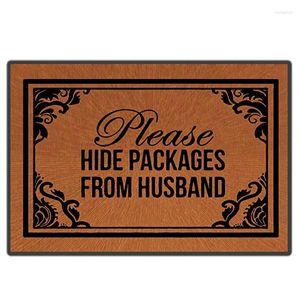 Tapetes de boas -vindas Mat com flanela de volta, oculte pacotes do meu marido capacho engraçado para entrada de tacos