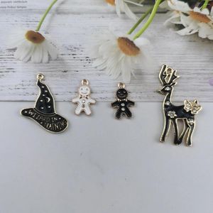 Charms 10pcs Xmas Rhinestone Geyik Emaye Kurabiye Çocuk Sihirli Şapka Kolye Takı Aksesuarları Bilezikler Bilezik Kolye DIY Alaşım