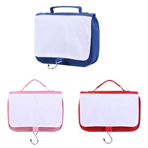 Kits de higiene pessoal DHL50PCS Sublimação Diy Branco em branco Polyster Square Travel Saco de maquiagem portátil com cor de gancho de coloração