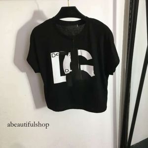 Yüksek kaliteli yaz Dolche Gabana Gömlek Aile Moda Kadınları Basit Mektup Basılı Kısa Kollu Yuvarlak Boyun T-Shirt 577
