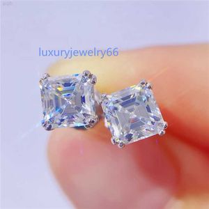 Moda Takı Stok Toptan Bling Diamond Asscher Kesim Moissanite Saplama Küpe