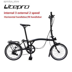 Bikes Litepro 16 pollici interni 3 esterni a 2 velocità orizzontale pieghevole a mano in bicicletta m a mano cromata molibdeno in acciaio molibdeno veicolo l48