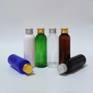 Depolama Şişeleri 50pcs Losyon Toner Şampuanı için 60ml Alüminyum Vidalı Kapak Küçük boyutlu Plastik Kaplar 2oz Seyahat Cilt Bakımı Su Şişesi