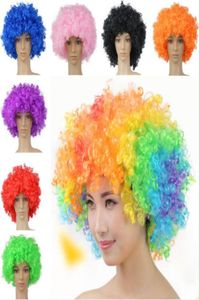 Renk Cosplay Palyaço Peruk Partisi Headdress Head Futbol Hayranları Renkli Taşıma Perukları Sentetik Saç Klipleri Dantel BEA4783781118