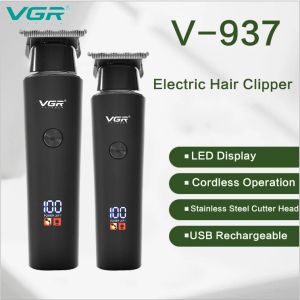 Clippers VGR V937 Taşınabilir Saç Clipper USB USB Şarj Edilebilir Kablosuz Saç Clipper LED Ekran Elektrik Düzeltmeni Ev Aletleri V937 Tıraş Alınır