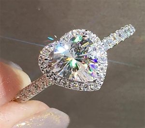 10K AU417 White Gold Women Ring Diamonds 1 2 3 4 5 Carat Heart Свадебная вечеринка годовщина годовщина кольцо модно 2208161129854