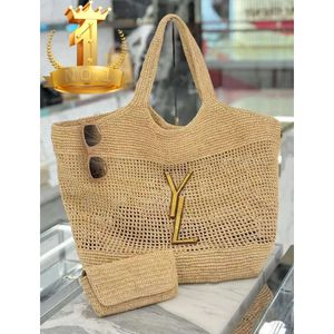 Kadınlar Icare Designer Maxi Tote Çanta Raffias El Embroidered Saman Yüksek Kaliteli Plaj Büyük Kapasiteli Tatalar Alışveriş Çantası Omuz Çantaları