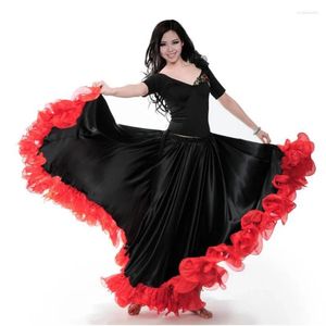 Стадия ношения испанской фестиваль Bullfight Festival Performance Dance Flamenco Юбка для женщин высококачественный пламя цветочный плюс бальный зал