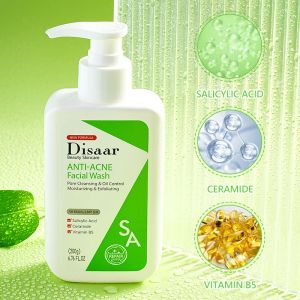 Очистки Disaar Antiacne Faceial Wash 200G Салициловая кислота церамида витамина B5 Чистое очищение пор увлажняющее отшелушивание