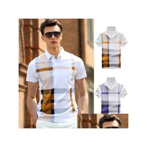 Мужские футболки мужская мода модная бизнес, повседневная полоса удобная хлопковое топ в британском стиле 240130 капля доставка одежды