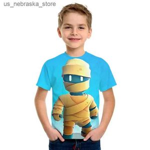 T-Shirts 2024 Tökezleme Guys 3D Baskılı Çocuk T-Shirt Erkek ve Kızlar Harajuku Gömlek Karikatür Komik Boys T-Shirt Top Çarşamba Çocuk Giyim Q240418