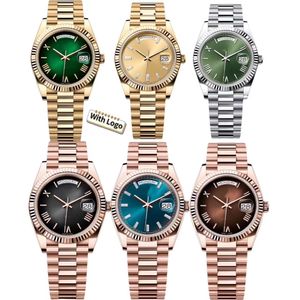 Orijinal Saatler Erkekler Günü Date Tasarımcı İzle Yüksek kaliteli elmaslar Otomatik İzle Kadınlar 36mm 41mm Paslanmaz Çelik Safir Aydınlık Altın Saat Montre De Luxe
