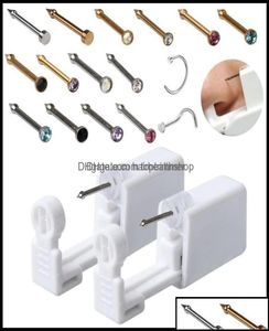 Piercing Kitleri Dövmeler Vücut Sanat Sağlığı Güzellik Güzellik Disposable Güvenli Steril Pierce Ünitesi Gem Burun Saplamaları Silah Piercer Aracı Hine Ki3551949