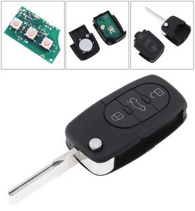 Bütün 3 düğme anahtarsız kesilmemiş flip tuş fob id48 çip 4d0837231a Audi A3 A4 A6 A8 Eski Modeller için Key10K3331162