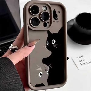 Случаи по сотовым телефонам Redmi Примечание 13 12 Pro Plus 5G Cute Cartoon Black Cat Phone Case Подходит для Xiaomi Redmi Note 11S 12S 10C 13C Turbo 4G Cover J240418