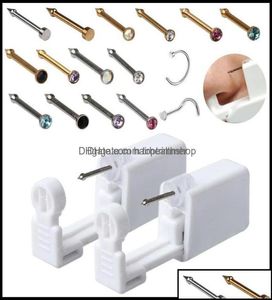 Piercing Kitleri Dövmeler Vücut Sanat Sağlığı Güzellik Güzellik Disposable Güvenli Steril Pierce Ünitesi Gem Burun Saplamaları Silah Piercer Aracı Hine KI2021148