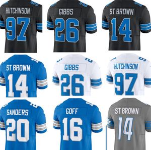 20 Barry Sanders Amon-Ra St. Brown Jared Goff Sam LaPorta Jack Campbell David Montgomery Jahmyr Gibbs Jameson Williams Brian Branch Foitels Football Trikotinnen Frauen Jugend Männer