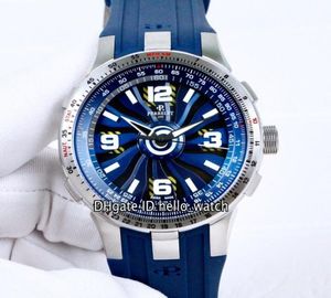 Ограниченная новая стальная корпус -турбин пилот A10851 Blue Dial Automatic Mens Watch Scale Scale представляется стальной рамкой Blue Rubber Sport3444848