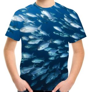 Tişörtler Hayvan Balıkları 3d Baskı 420y Çocuk Teen T Shirt Boy Kızlar Tshirt Balıkçı Tropikal Komik Tshirts Fishinger Çocuk Bebek Giyim