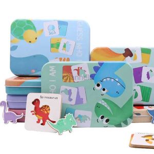 3D головоломки Montessori Wood Toys Kid Cognition Buzzles Game Cartoon Cards английский