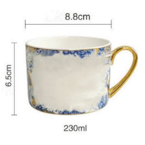 Cuppa di caffè in ceramica europea Cina Ceramica con tazza di tè pomeridiano blu tazza di caffetteria campione di tè hotel box