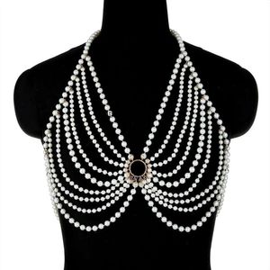 Регулируемая Halter Pearl Sling Bralette Chain Женская сексуальная сеть лифчика Lady Fashion Fashion Nightclub Festival Festival Chape Jewelry Accessory 819
