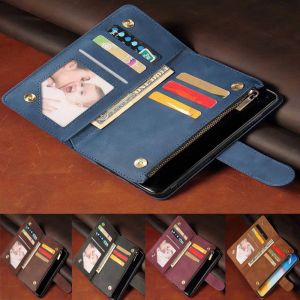 Cüzdan Oppo için deri cüzdan A74 4G CPH2219 Kılıf Manyetik fermuar cüzdan mobil retro cüzdan flip kartı standı Merkür kapağı