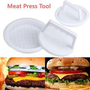 1 Set Mutfak Alet Yuvarlak Şekli Hamburger Pres Gıda Sınıfı Plastik Hamburger Et Biftek Izgara Burger Pres Patty Maker kalıp kalıp