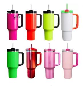 Кружки США Stock Neon Winter Pink The Councher H2.0 40 унций Cosmo Pink Tumblers Cups Termos Limited Edition День святого Валентина Gift Sparkle GG0419