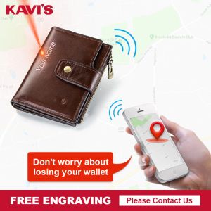 Cüzdanlar Kavis RFID Erkekler Akıllı Cüzdan Alarmlı GPS GPS Bluetooth Tracker Erkek Kart Tutucu Çanta Yüksek Kalite Tasarım Cüzdanları