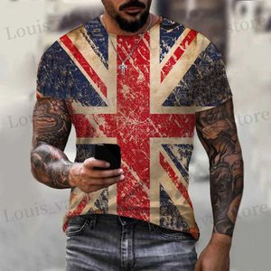 Мужские футболки британские футболки флага Великобритания Великобритания 3D Печать Мужчины Женщины винтажные повседневные негабаритные короткометражные футболки дети TS Tops Clothing T240419