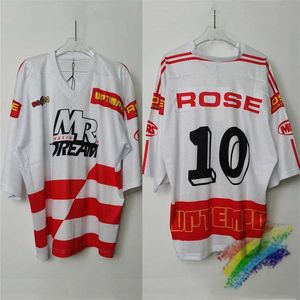 Camisetas masculinas Stripe martine rose veses de malha de decote em V homens de melhor qualidade de melhor qualidade camisetas camisetas J240419