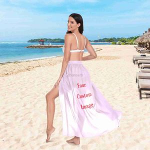 Temel gündelik elbiseler strappy plaj elbise özelleştirilmiş görüntüler basılı yaz plaj elbisesi kadınlar için bohem gevşek kadın mayo örtüsü 240419