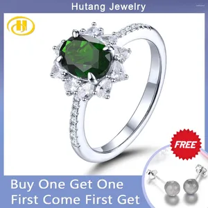 Küme halkaları doğal krom diopside 925 Sterling Gümüş Yüzük 1.26 s Orijinal Taş Sevgililer Günü Hediye Romantik Stil Güzel Takı