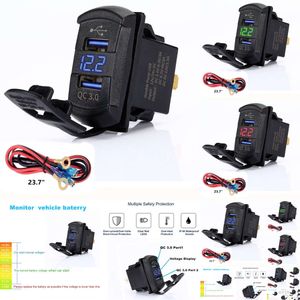 GPS GPS GPS GPS Dual QC3.0 CAR Зарядное устройство сокет 12-24V Светодиодный вольтметр Quick Charge 3.0 USB-выходная адаптер Мобильный телефон для Toyota GPS GPS