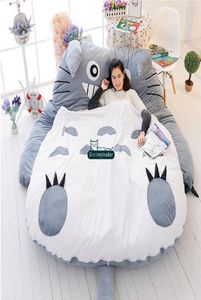 Dorimytrader 210cm x 170cm Japon anime gri totoro peluş yatak fasulye büyük doldurulmuş çizgi film totoro uyku tulumu tatami kanepe dy602581614129