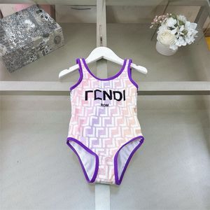 Çocuk Kızlar Yaz Marka Tek Parçaları Bikini Mayo Mektupları Baskılı Çiçek Çocuklar Yetiş $ Yetiş $ takım elbise bebek kız plaj mayo çocukları yüzmek 1-12 yıl
