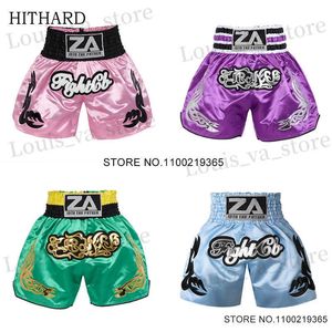 Мужские шорты боксерские шорты жены и мужские детские атласные тайские боксерские шорты фиолетовые грн тхэквондо клетки боевые брюки модный спортзал боевой костюм T240419