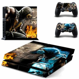 Joysticks Mortal Kombat Oyunu PS4 Çıkartmalar Oyun İstasyonu 4 Cilt Etiket Çıkartmaları PlayStation 4 PS4 Konsol Kontrolör Derileri Vinil