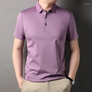 Мужские Polos высокий класс Double Mercerized Cotton 2024 Summer Solid Tops Мужская рубашка поло с короткими рукавами