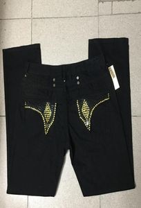 Erkek Robin Jean ile Altın Siyah Kristal Saplamalar Denim Pantolon Tasarımcı Kanat Klipleri Jean Düzenli Uyum Boyutu 30429861758