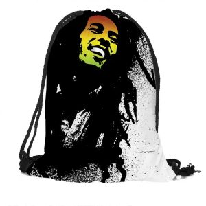 Sırt çantaları Özel Bob Marley Drawstring Çanta İpek Yumuşak Çanta Büyük Sapaklık Özel Logo Baskı Sırt Çantası Daha Fazla Boyut