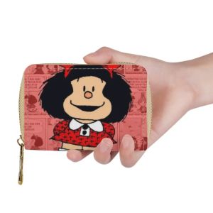 Держатели милый мультфильм Mafalda 3D Print Leather Card Card Holder Credit Wallet Package Case Lady Bag Paquete de Tarjetas