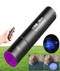 Новый 365 -нм UV Flashlight Black Light USB Rechargable Handheld Torch Portable для детектора для собачьей мочи Пятна для домашних животных Bed Bread7927777