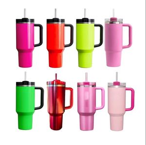 US Stock Limited Edition the Quencher H2.0 40oz أكواب Cosmo Pink Parade Tumblers معزول أكواب سيارة Termos Neon Black Coups Pinkle Parkle