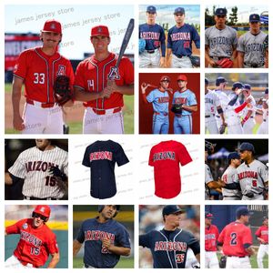 2024 Custom Arizona Wildcats Jersey de beisebol Eric Orloff Josh Morano Nico Newhan Maddox Mihalakis Bryce McKnight Zach Plasschaert Anthony Tonko Susac Novo estilo