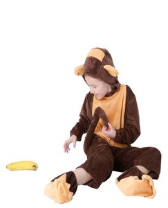 Kış maymun onesies pazen pijama setler çocuk unisex cosplay kostüm hayvan pijamaları ev kıyafeti tek bir takım elbise ps0448237228