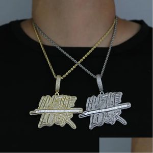 Kolye Kolyeler Fabrika Fiyat Hustle Luck Mektubu Kolye Yüksek Kaliteli Kadın Erkek Buzlu Zirkonya Hip Hop Moda Hediye Takı Damlası Otc4t