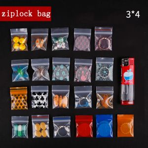 Çantalar kalın 0.24mm 3x4cm mini sevimli plastik fermuar baskı torbaları ziplock plastik ambalaj torbaları takı şeker hapı paketi