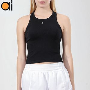 A-L Women Yoga Sport Bras Bras Rib Contrabled Racerback Tank Sweattops носит повседневную активную одежду бесшовную высокую шею Bra Slim Walk